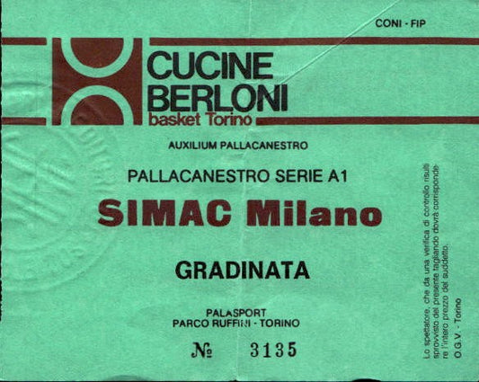 Biglietto stadio Pallacanestro Serie A1 SIMAC Milano