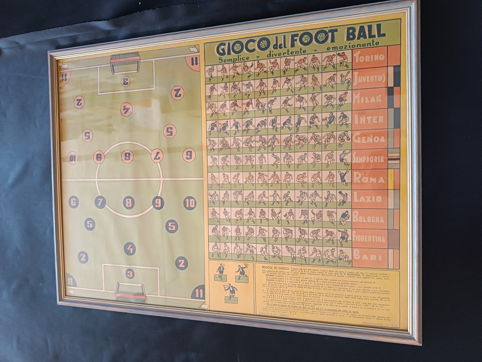 quadro con gioco cartaceo GIOCO del  FOOT BALL 75x60 cm circa