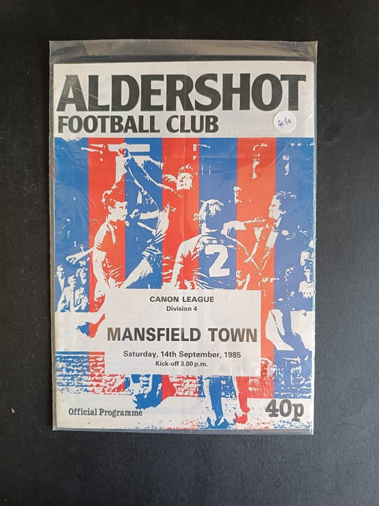 programma calcio Aldershot Fc vs Mansfield Town 1985