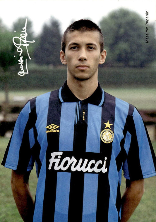 Cartolina Inter Massimo Paganin con autografo stampato Inter-Boavista 1996/97