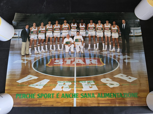 STAR Varese Basket  anni 80 poster autografato da tutta squadra in originale