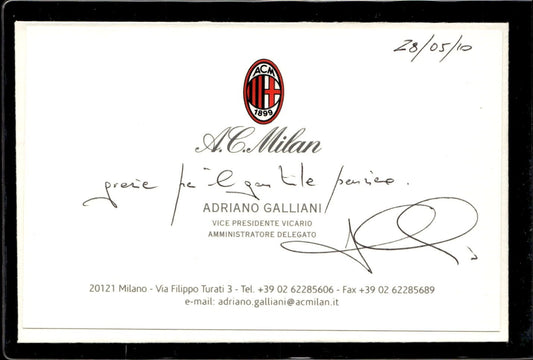 ettera cion Busta Calcio Milan con Autografo Adriano Galliani