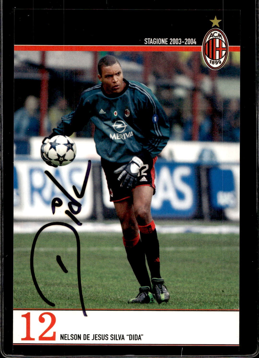 cartolina postcard Calcio Milan con Autografo 2003/04  - Diada