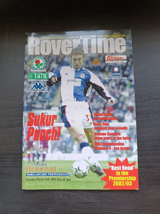 programma calcio Blackburn Rovers V Arsenal 15th 2003
