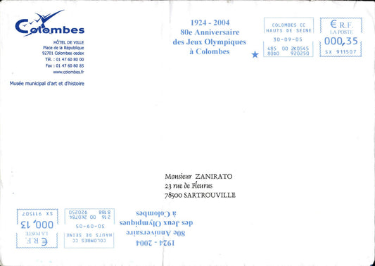 busta primo giorno 80�ann Jeux olimpiques a Colombe 09