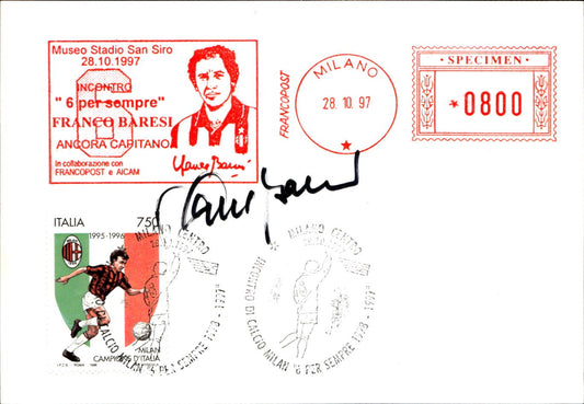 cartolina postcard calcio Milan 6 per sempre Franco Baresi con autografo 1997 (1