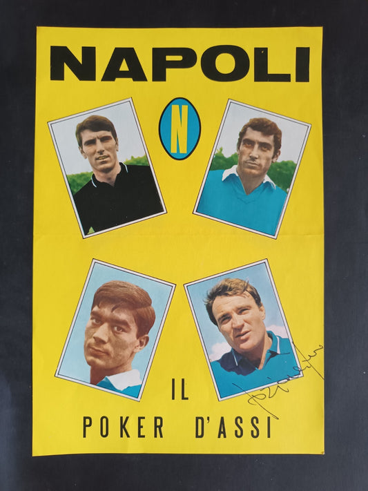 Poster Napoli Il poker d'assi autografo Josè Altafini (Mazzola)