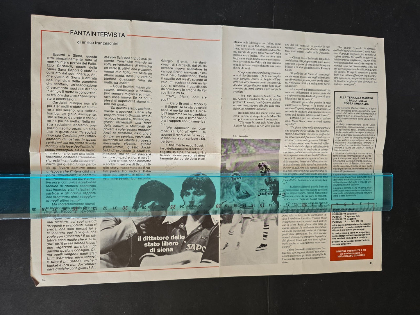 CHINAMARTINI Auxilium Basket Torino Poster anni 70/80 autografato in originale