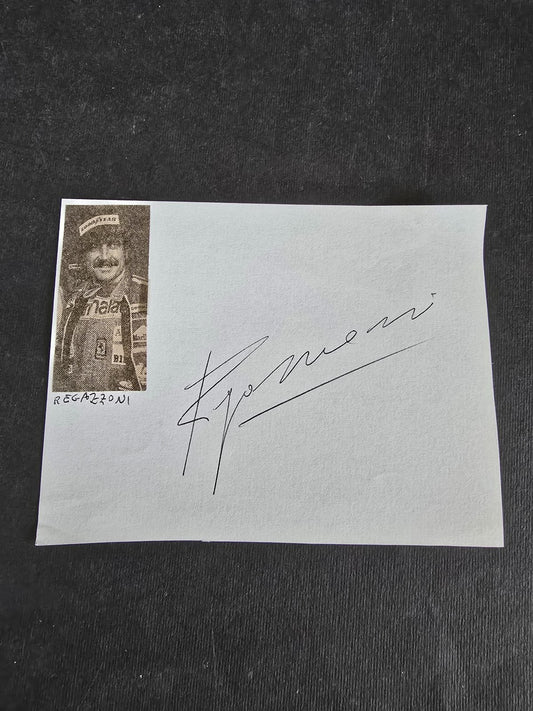 Autografo autograph originale su foglietto  Clay Regazzoni automobilismo