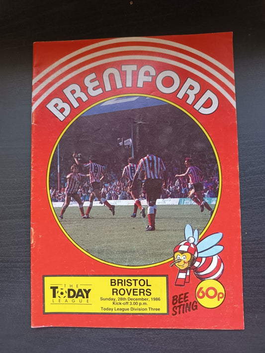 programma calcio Brentford V Bristol Rovers 28th 1986