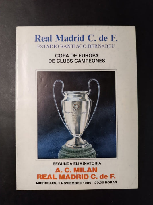 programma ufficiale COPA de EUROPA MILAN REAL MADRID 1 novembre 1989 (spa)