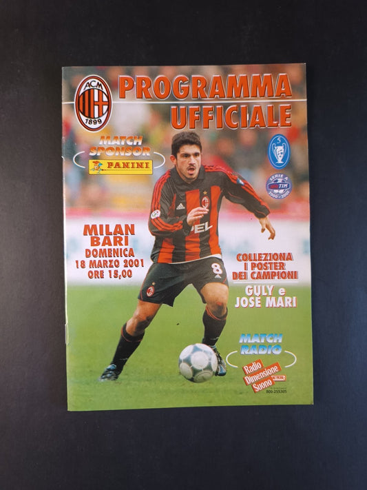 Programma originale  18/03/2001 Milan Bari campionato serie A