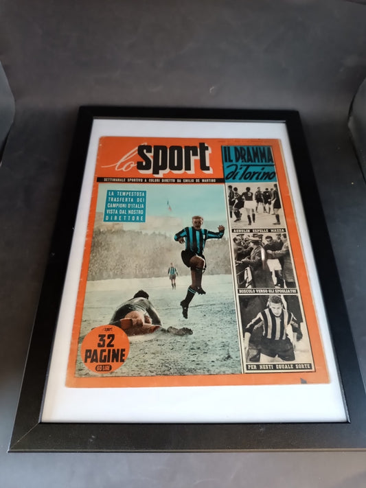 quadro con cornice rivista LO SPORT 1954 (35x45 cm circa) San Siro Museo Arisi