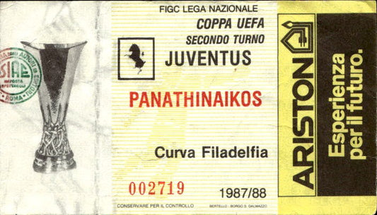 Biglietto stadio Juventus-Panathinaikos Coppa Uefa 1987/88