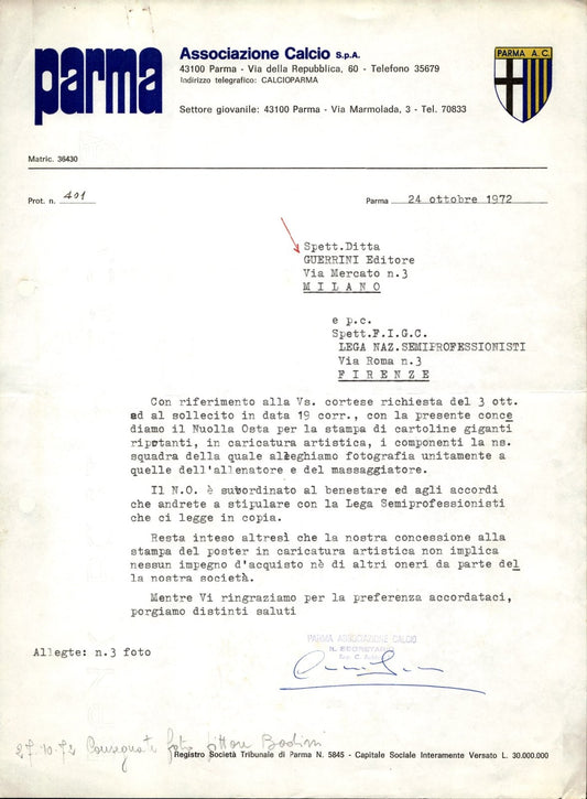 carta intestata societ� sportiva Parma AC 1973 04