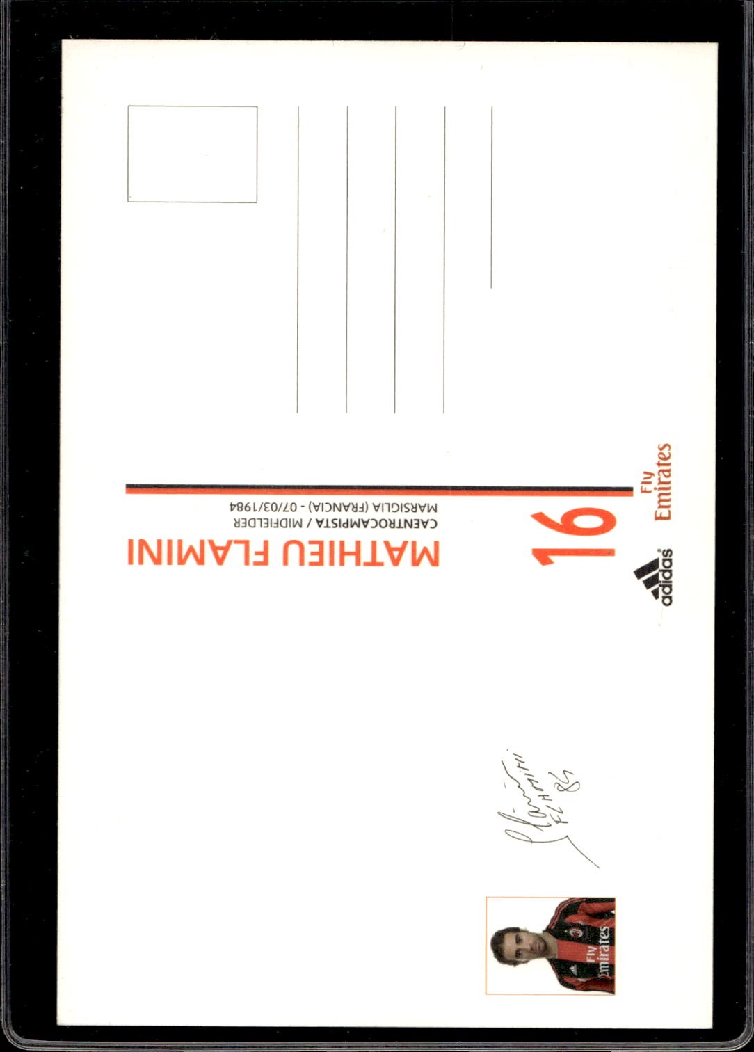 cartolina postcard Calcio Milan con Autografo 2010/11.  - Flamini