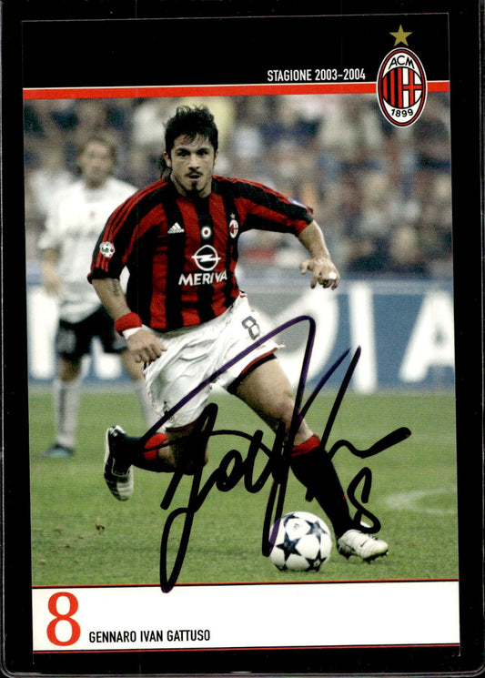 cartolina postcard Calcio Milan con Autografo 2003/04  - Gattuso