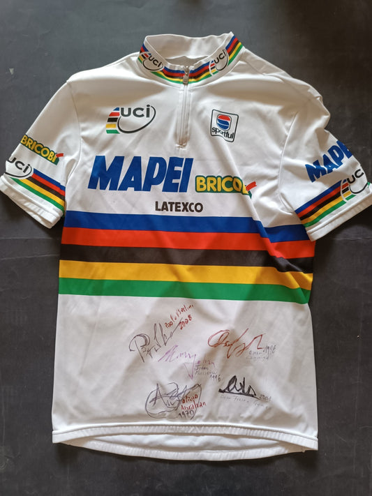 Maglietta ciclismo Mapei autografata Bettini - Oscar Gomez - Camenzino