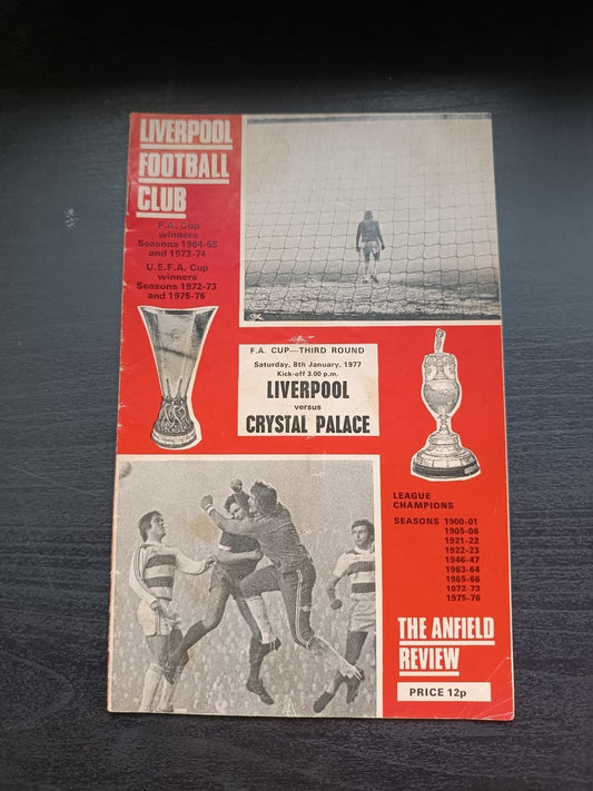 programma calcio  Liverpool V Crystal Palce 8th 1977