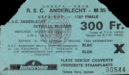 biglietto stadio R.S.C ANDERLECHT UEFA CUP