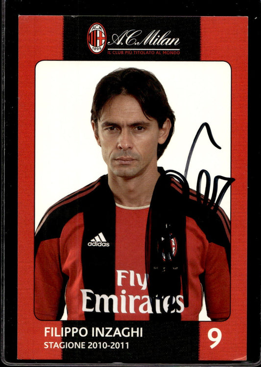 cartolina postcard Calcio Milan con Autografo 2010/11 - Filippo Inzaghi (1)
