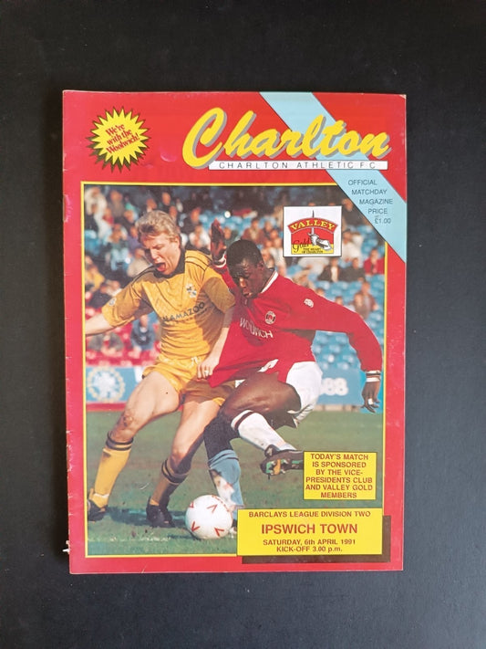 programma calcio Charlton Athletic vs Ipswich T. 1991