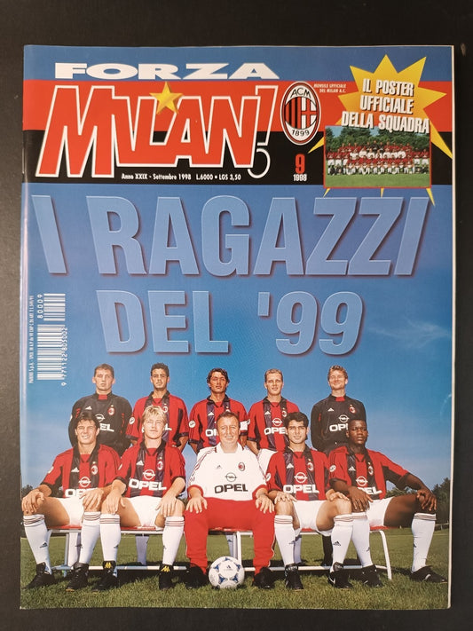 rivista FORZA MILAN - anno 1998 - n 9 Milan squadra (con poster)