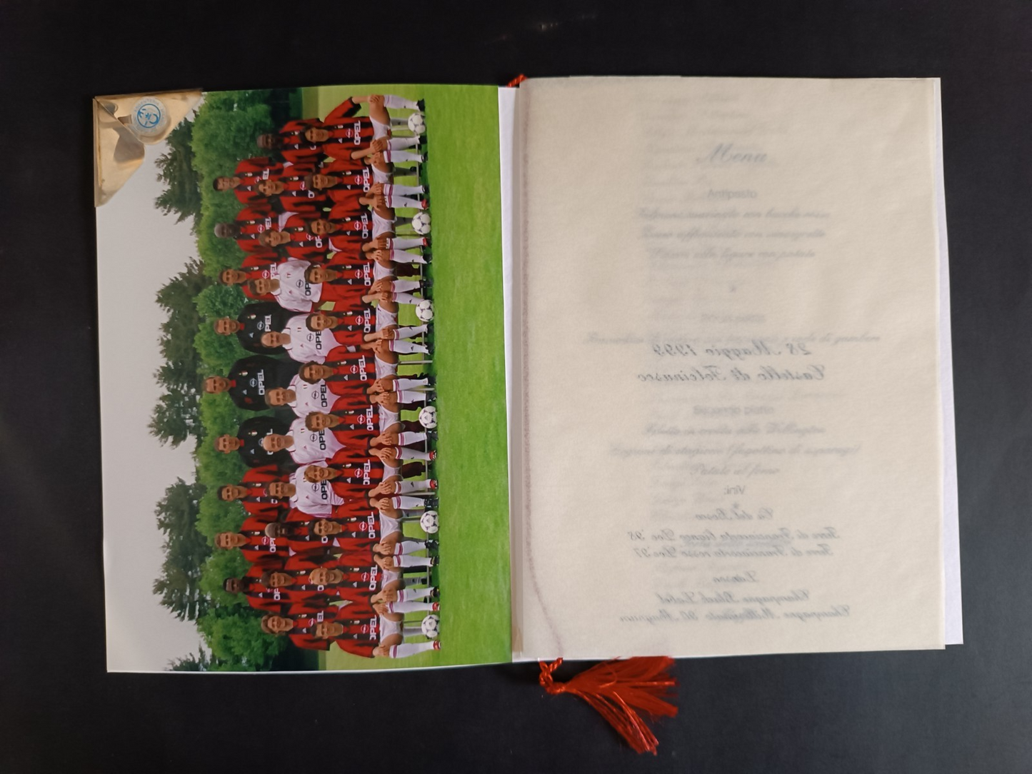 MENU festa 16 scudetto MILAN con foto e ferma foto personalizzato in argento