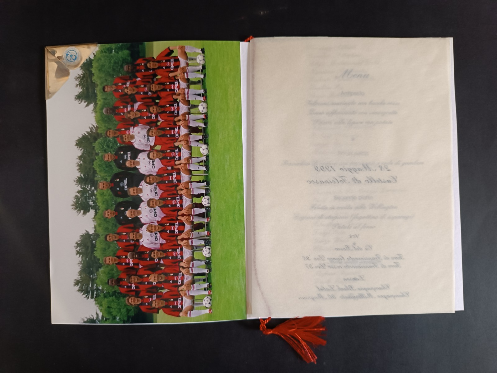 MENU festa 16 scudetto MILAN con foto e ferma foto personalizzato in argento
