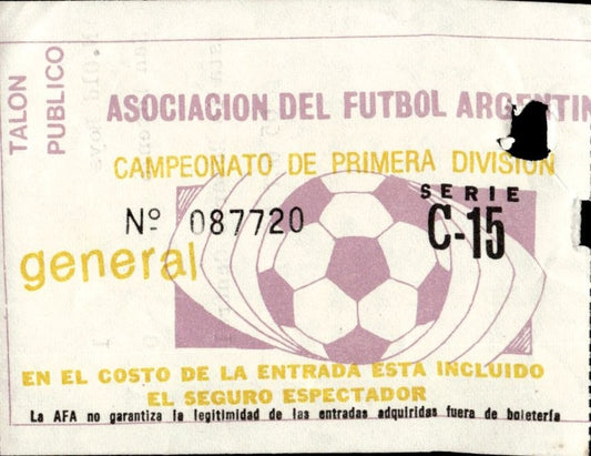 biglietto stadio ASOCIACION DEL FUTBOL ARGENTINO CAMPEONATO PRIMERA DIVISION