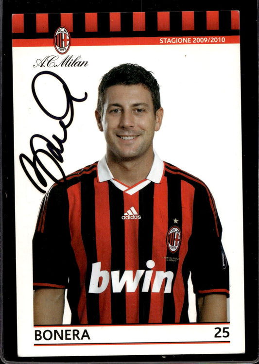 cartolina postcard Calcio Milan con Autografo 2009/10 - Bonera