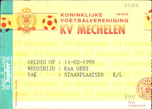 biglietto stadio KV MECHELEN 11/02/1995