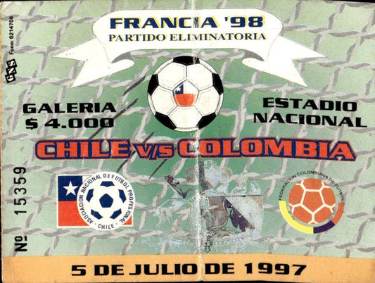 biglietto stadio CHILE V/S COLOMBIA 5 JULIO 1997
