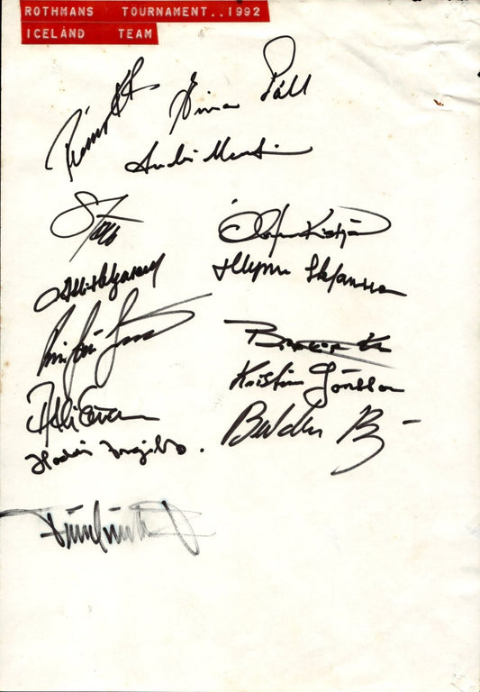 foglio con autografi orginali Islanda 1992