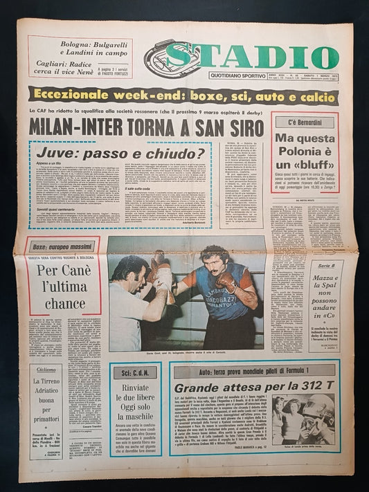 Quotidiano Sportivo STADIO numero 50 anno 1975 - Radice