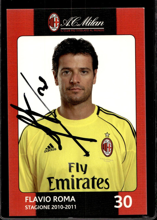 cartolina postcard Calcio Milan con Autografo 2010/11 - Roma