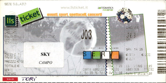 biglietto Ticket Stadio S.S Lazio Cagliari 2006