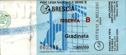 biglietto Ticket Stadio Lega Nazionale Brescia 1988/89