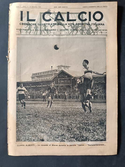 rivista Il Calcio anno 1926 25 settembre numero 4 Coppa Alberti Genoa
