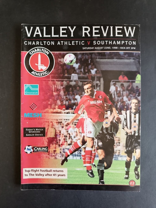 programma calcio Charlton Athletic vs Southampton 1998