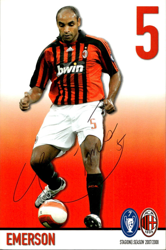 cartolina postcard calcio Milan 2007/08 Emerson Con Autografo