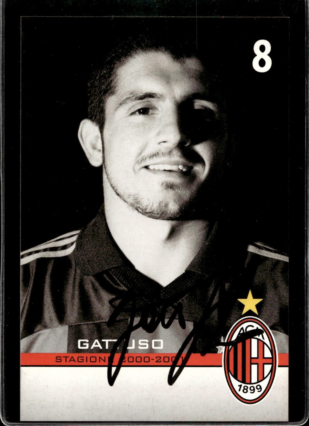 cartolina postcard Calcio Milan 2000/01 con Autografo Gattuso