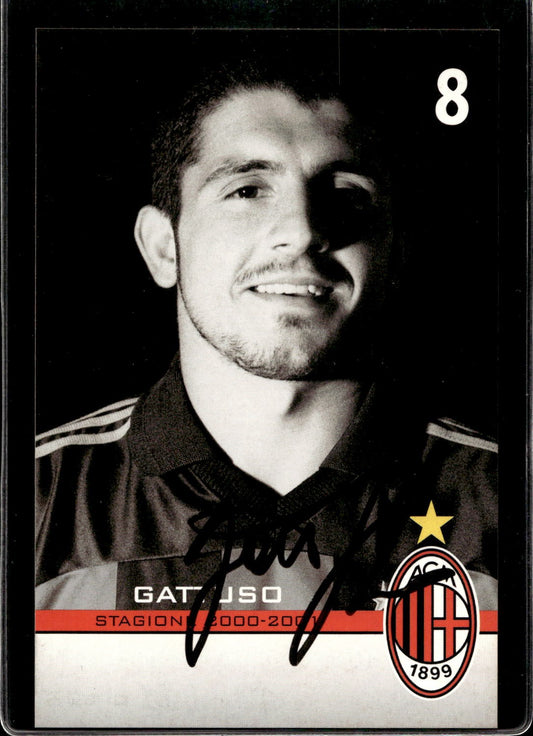 cartolina postcard Calcio Milan 2000/01 con Autografo Gattuso