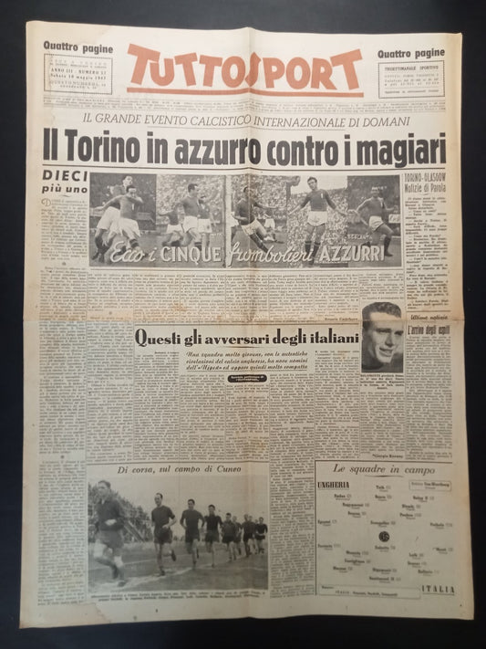 rivista TUTTOSPORT numero 57 - anno 1947 - Torino in azzurro