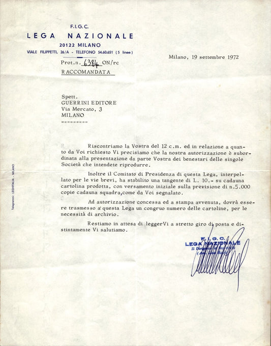 carta intestata societ� sportiva Calcio Lega 1972 02