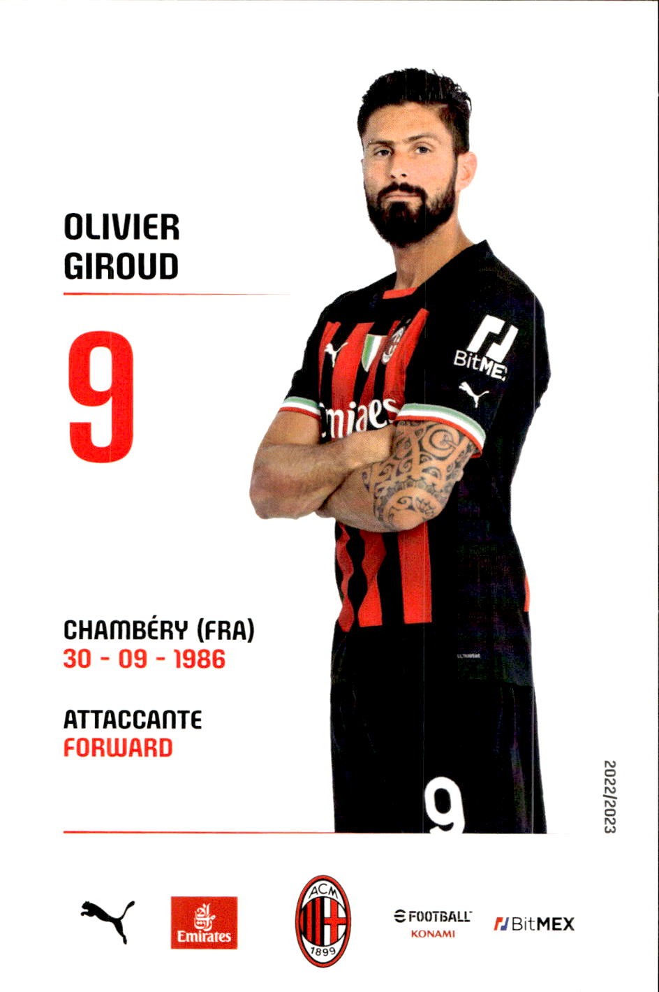 cartolina postcard Calcio Milan 2022/23 - Giroud