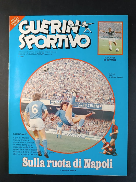Rivista GUERIN SPORTIVO n 14 - 1981 inserto Film Campionato - poster Bettega