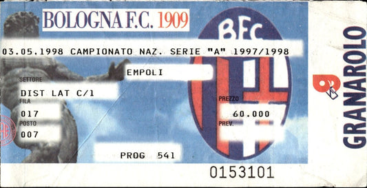 biglietto stadio BOLOGNA - EMPOLI 1997/98