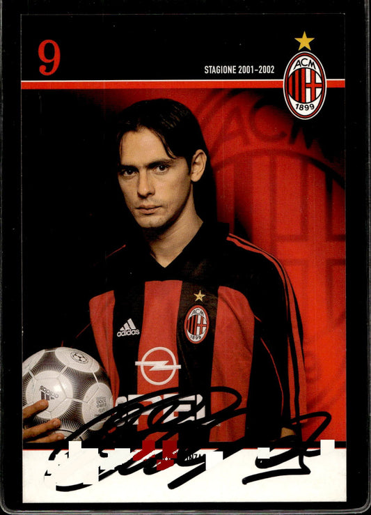 cartolina postcard Calcio Milan con Autografo 2001/02  - Filippo Inzaghi (5