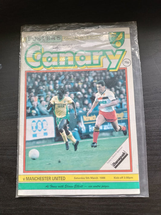 programma calcio Canary V Manchester 5th 1988
